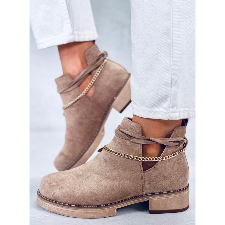 BM Sienna Khaki stövlar med fjäderskurna beige 2