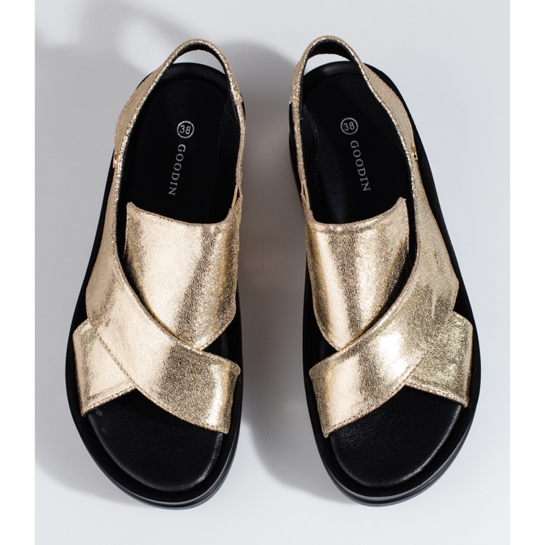 Shelovet kilsandaler i guld för kvinnor gyllene 2