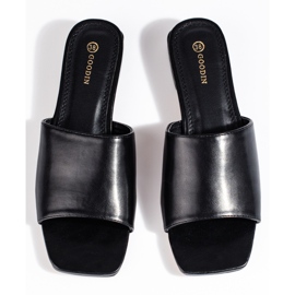 Klassiska, svarta Shelovet-sandaler med klack för kvinnor 3