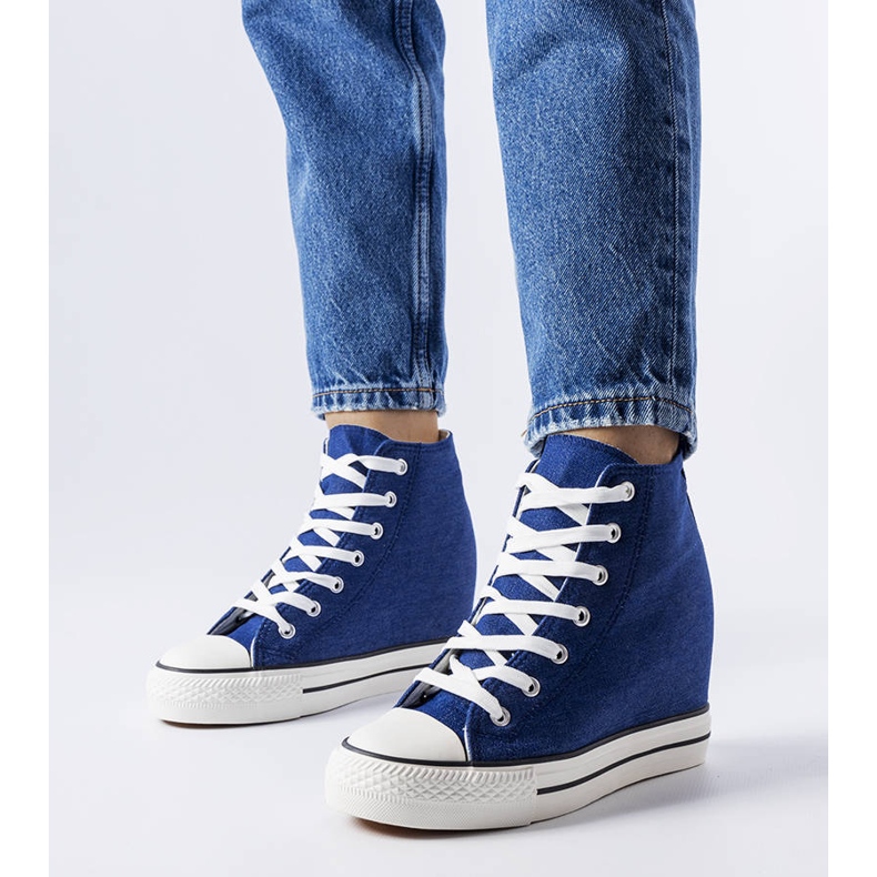 Denim wedge sneakers blå 1