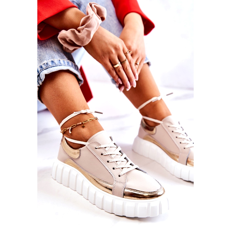 S.Barski Dambrogues på Noriso-plattformen i beige och guld 1