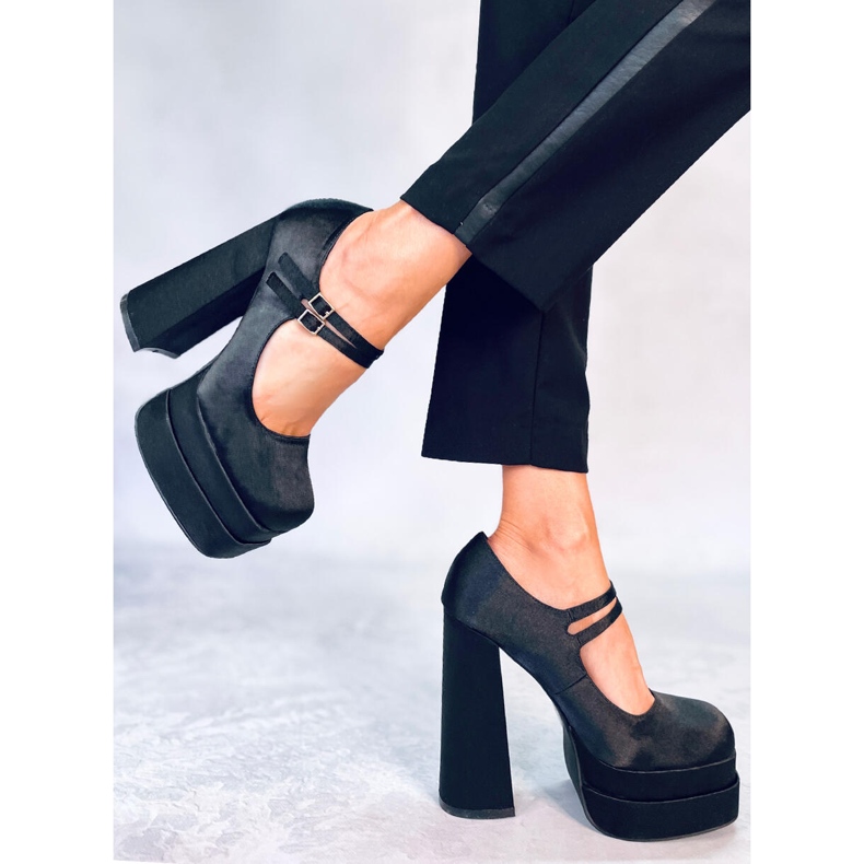 BM Prandi Black satin plattformspumpar svart 1