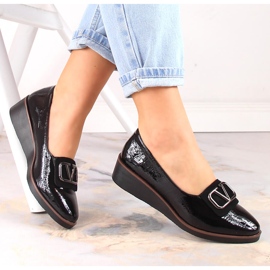 Kvinnors svartlackade kilskor Jezzi RMR2265-3 1