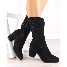 M. DASZYŃSKI Svarta cowboystövlar för damer M.Daszyński SA156-11 1