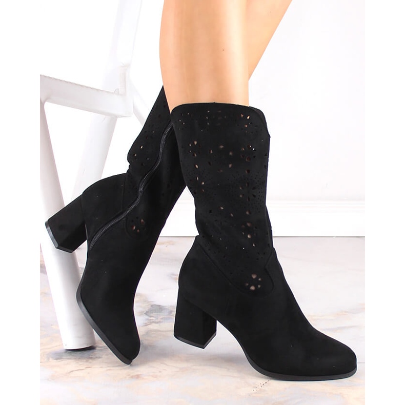 M. DASZYŃSKI Svarta cowboystövlar för damer M.Daszyński SA156-11 1