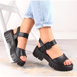 Svarta platåsandaler för kvinnor Vinceza SG23-7852 1