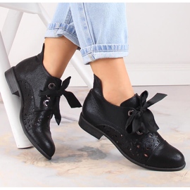 Genombrutna platta svarta stövlar för kvinnor Jezzi ASA142-6A 1