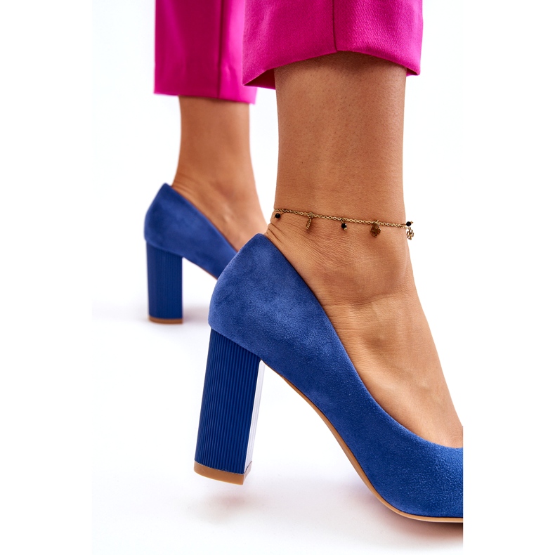 PS1 Blå Estellia Pumps med hög klack i mocka 4