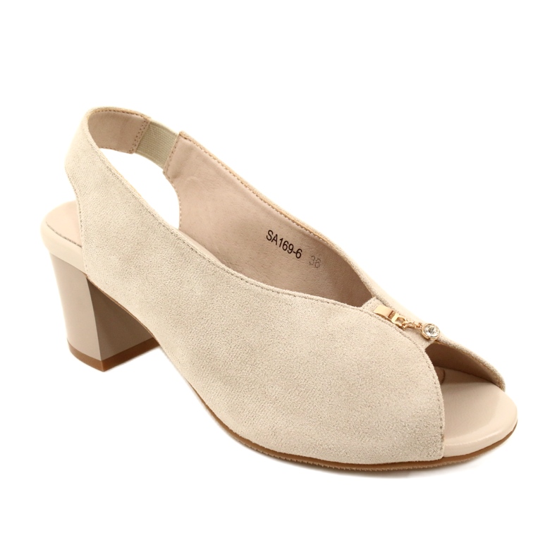 Sandaler på stolpen Daszyński SA169-6 beige 1