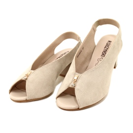 Sandaler på stolpen Daszyński SA169-6 beige 3