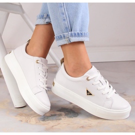 Kvinnors läderskor på plattformen vita Filippo DP3533/23 1