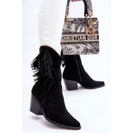 S.Barski Låga Cowboystövlar i mocka för kvinnor Svart Elyse 2