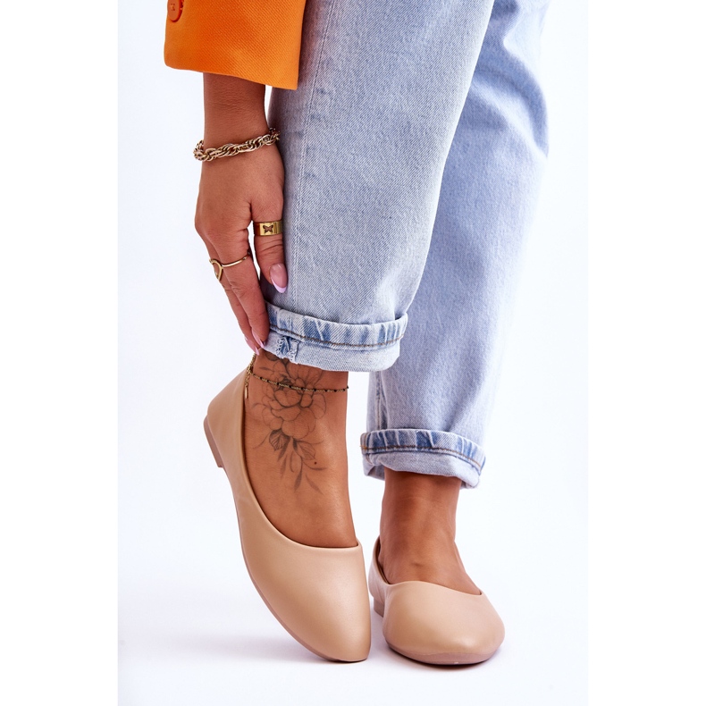 Stacee Läder Klassiska Ballerinas Beige 1