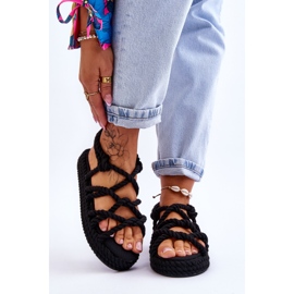 FG2 Fashionabla flätade sandaler för kvinnor Svart Tiffanie 1