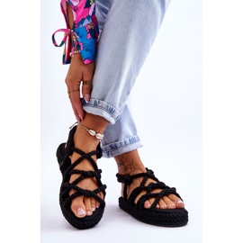 FG2 Fashionabla flätade sandaler för kvinnor Svart Tiffanie 2