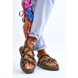 FG2 Fashionabla flätade sandaler för kvinnor Grön Tiffanie 2