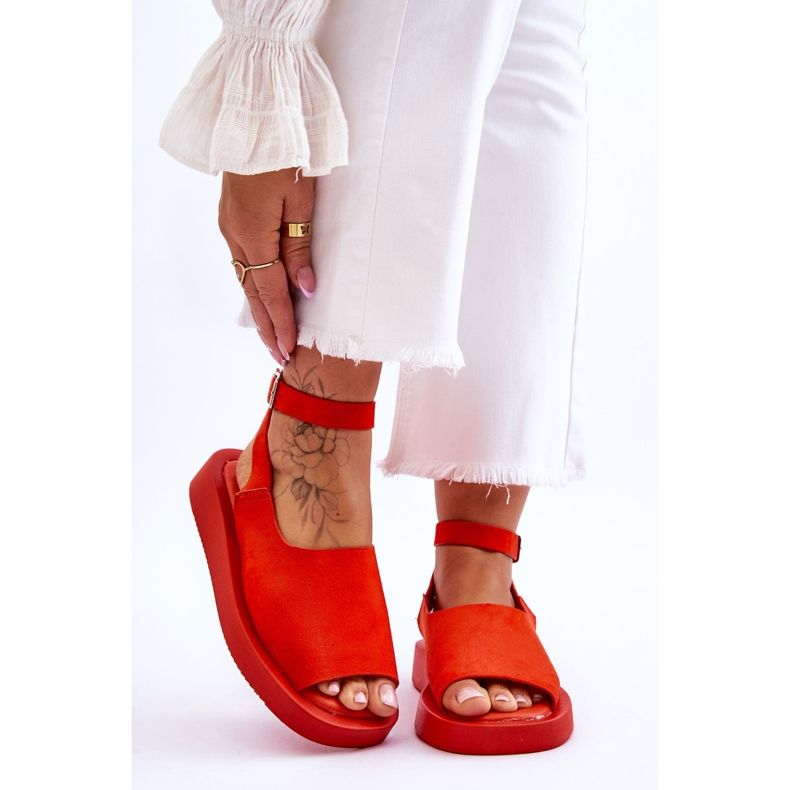 FG2 Bekväma damsandaler mörkorange Rubie 1