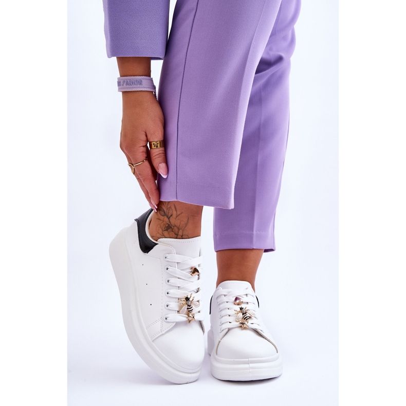 FG2 Damsportskor på en massiv plattform Vit och svart Chante 1