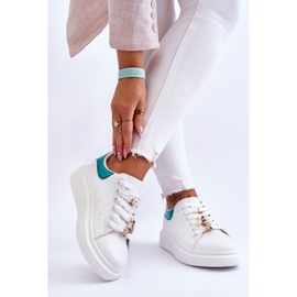 FG2 Damsportskor på en massiv plattform Vit och grön Chante 2