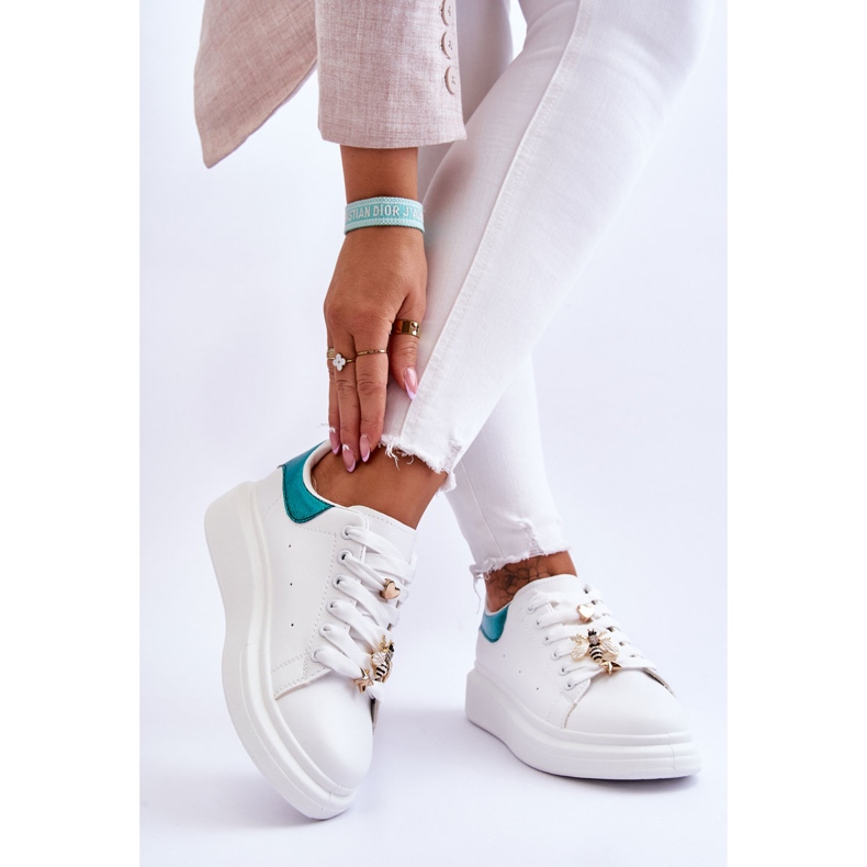 FG2 Damsportskor på en massiv plattform Vit och grön Chante 2