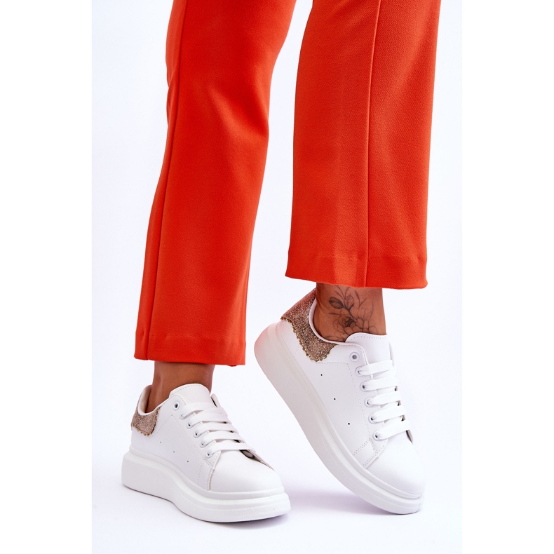 Damsportskor med dekorativt mönster Vitguld Delight 2