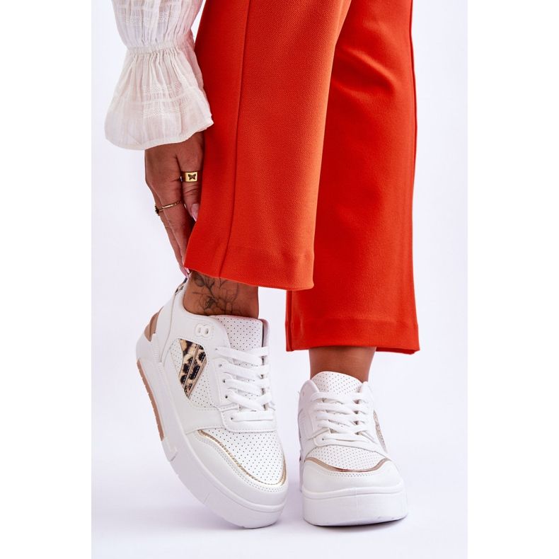 Läder Leopard Sportskor Damer Vita Nancey 1