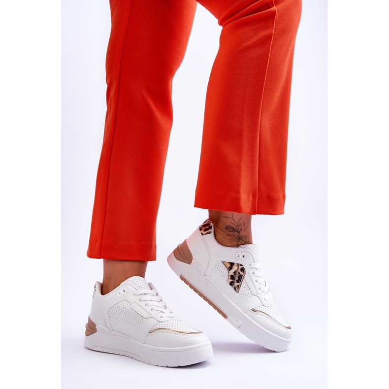 Läder Leopard Sportskor Damer Vita Nancey 2