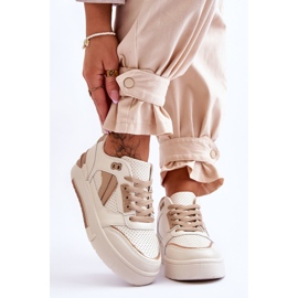 FI1 Läder Damsportskor Beige Nancey 1