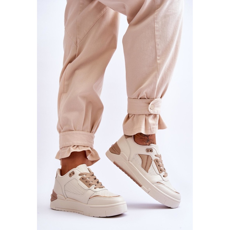 FI1 Läder Damsportskor Beige Nancey 2