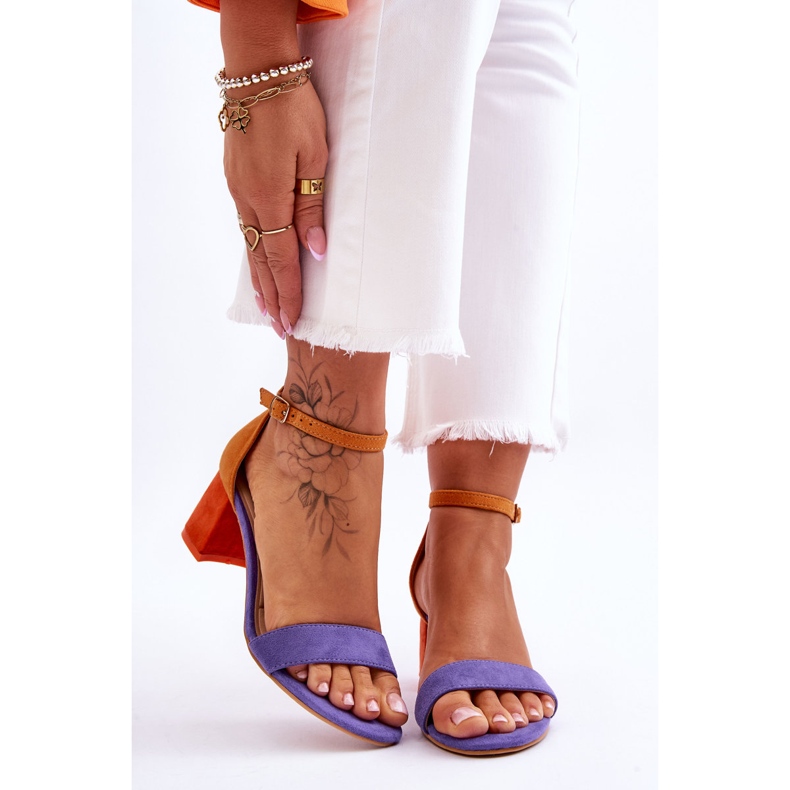 FB1 Lila och gula Quincy mocka sandaler med låg klack violett 1