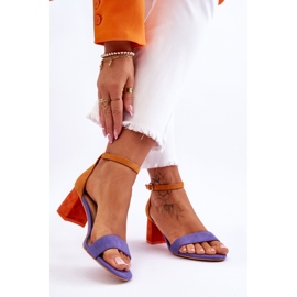 FB1 Lila och gula Quincy mocka sandaler med låg klack purpur 2