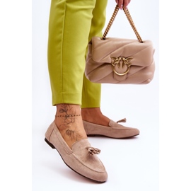 FB1 Klassiska loafers i mocka med tofsar Beige Averil 2