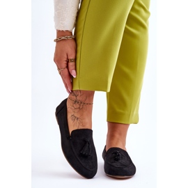 FB1 Klassiska loafers i mocka med tofsar Svart Averil 1