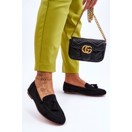 FB1 Klassiska loafers i mocka med tofsar Svart Averil 2