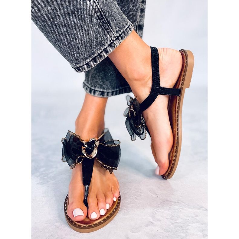 Seastar Farina Black rosett flip flops svart 1