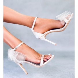 Seastar Laurence Beige sandaler med rosett med stilettklack 1