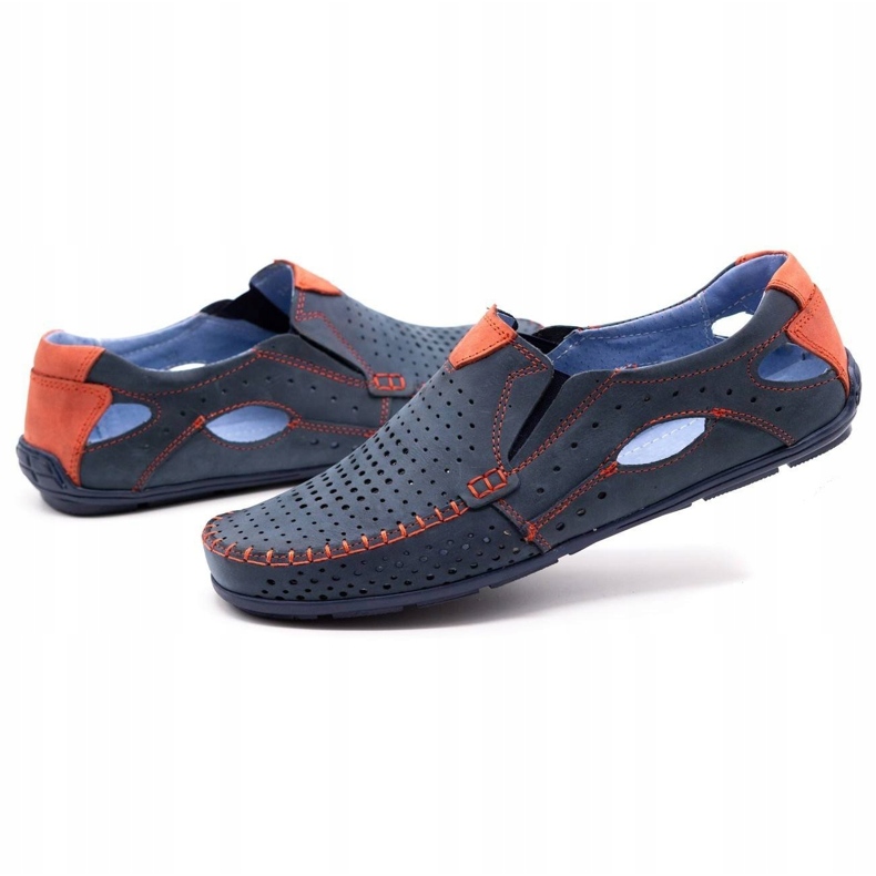 Olivier Sommarskor herr, mockasiner 901, marinblå och röd 3