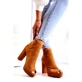 Sweet Shoes Stövlar på en bar Öppna tår Camel Adore orange 2