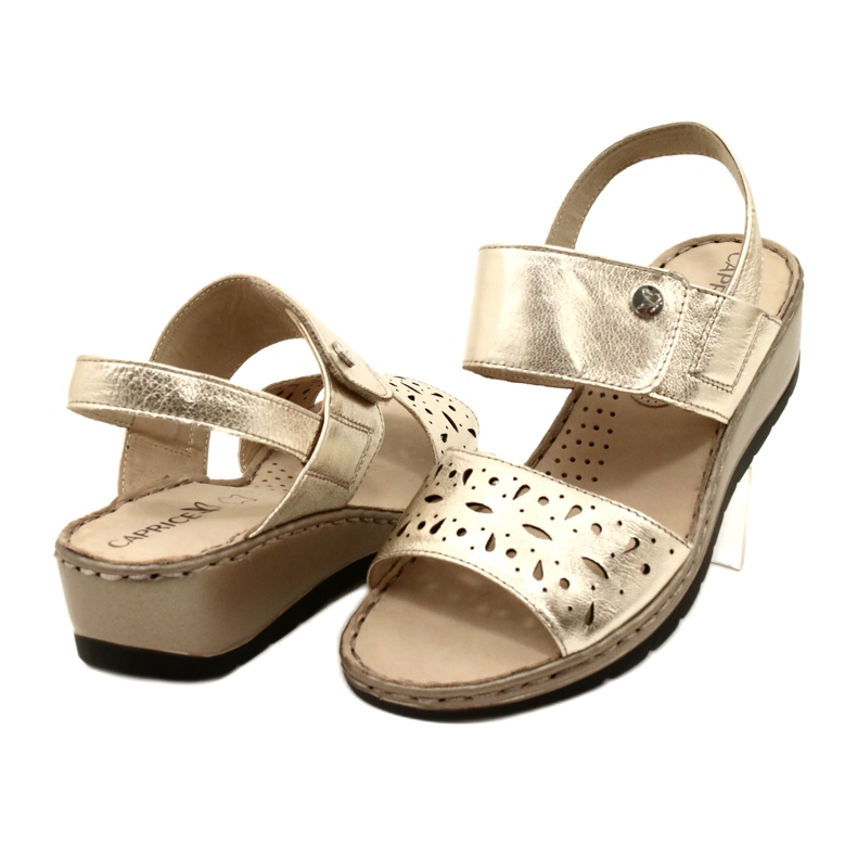 Women's Leather Sandals Caprice 28253-20 959 Platino Metalic gyllene 5