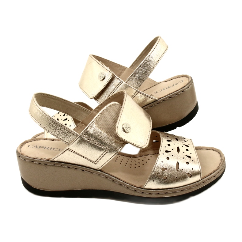 Women's Leather Sandals Caprice 28253-20 959 Platino Metalic gyllene 6