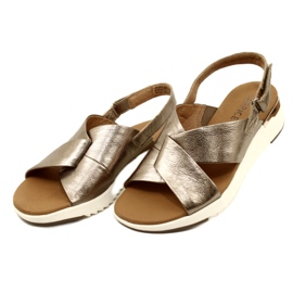 Caprice Taupe metalliska lädersandaler 9-28702-20 341 gyllene 4