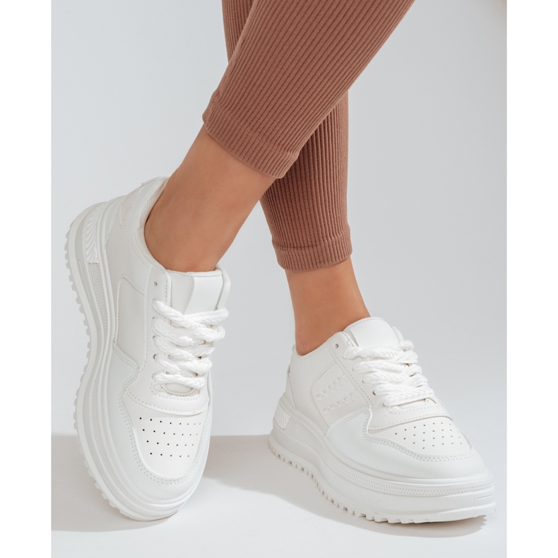 Damsportskor Shelovet sneakers med tjock sula vita 2