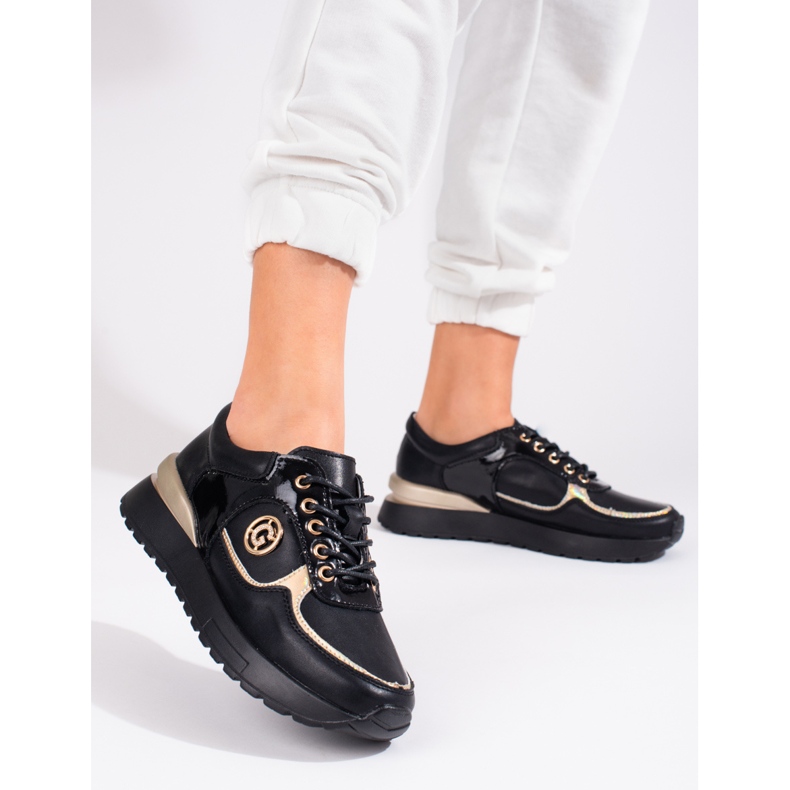 Shelovet dam läder seakers svart 1