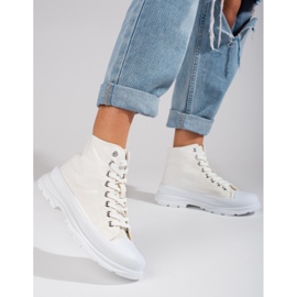 Shelovet vita high-top damsneakers i tyg 2