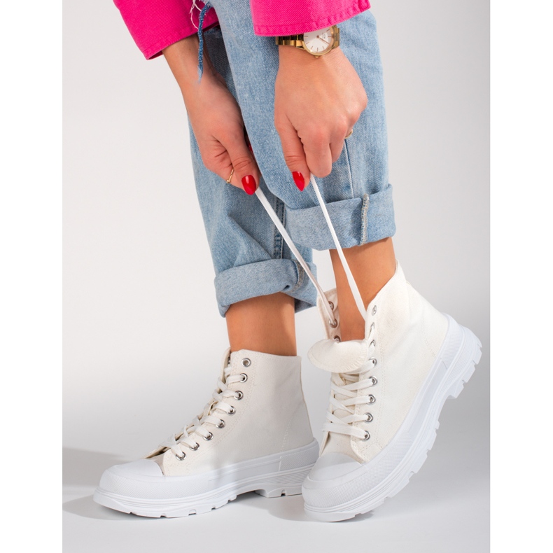 Shelovet vita high-top damsneakers i tyg 1