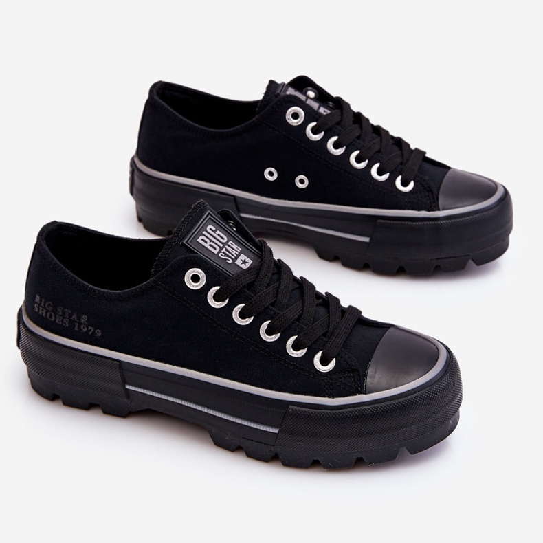 Tyg Plattform Sneakers Big Star LL274149 Svart 1