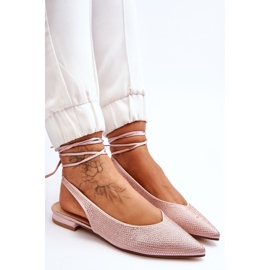Beige bundna ballerinor med strass Mavis brun 5