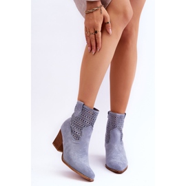 FB1 Cowboystövlar i mocka för kvinnor Ljusblå Norvella 1