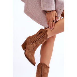 FB1 Cowboystövlar i mocka för kvinnor Dragkedja Brun Lanna 2