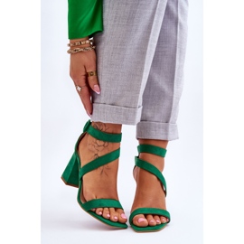 FB2 Damsandaler med hög klack i mocka Gröna banor 1